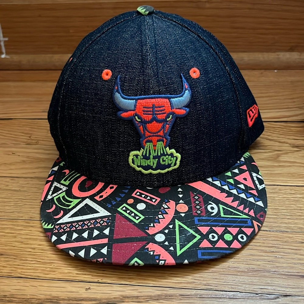 Chicago bulls new era hardwood classics medium large denim tribal/ neon …